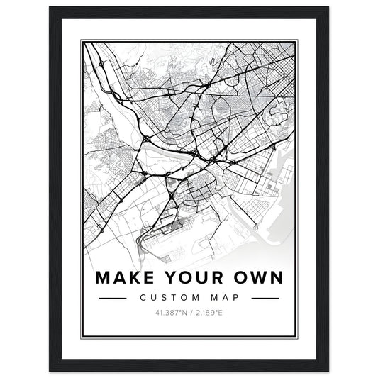 Custom Map Poster. (READY-TO-HANG WOODEN FRAMED)