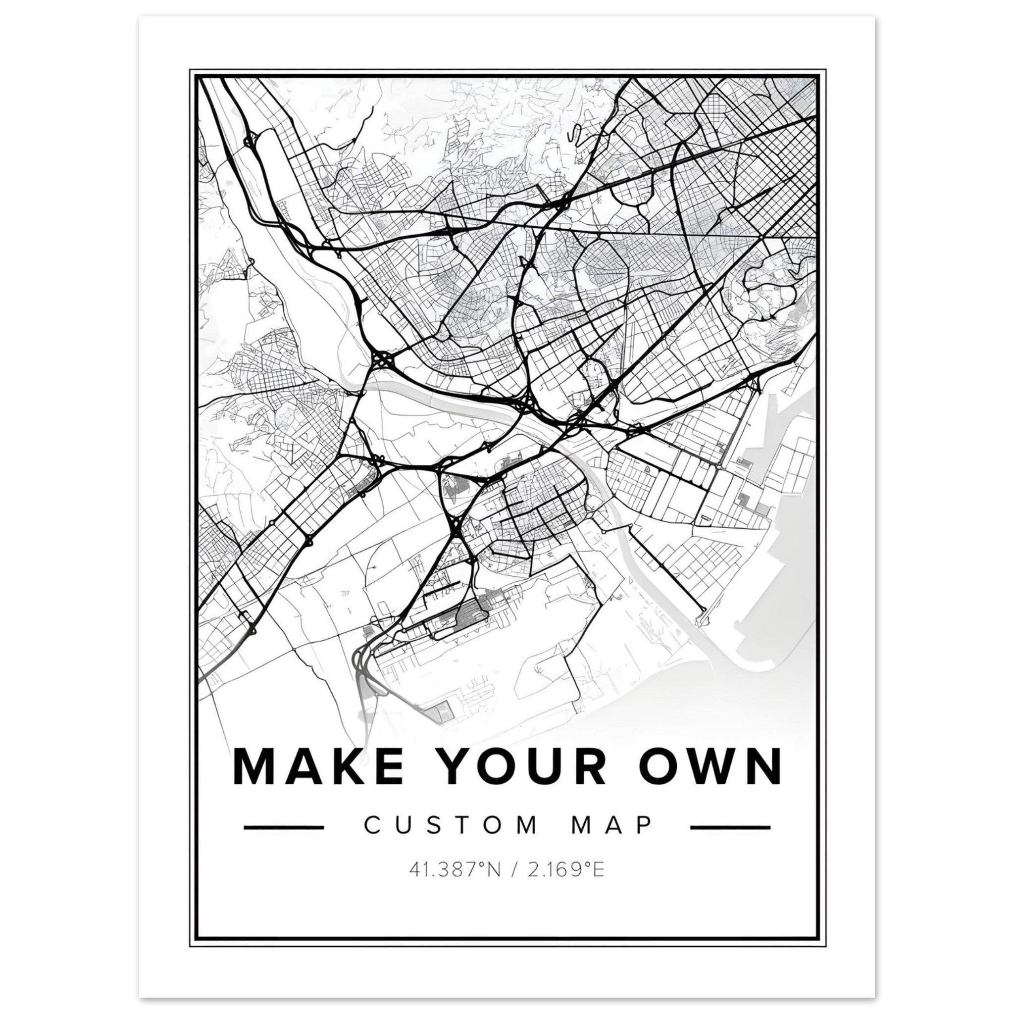 Custom Map Poster. (PAPER PRINT, NOT FRAMED) – Squares on Walls